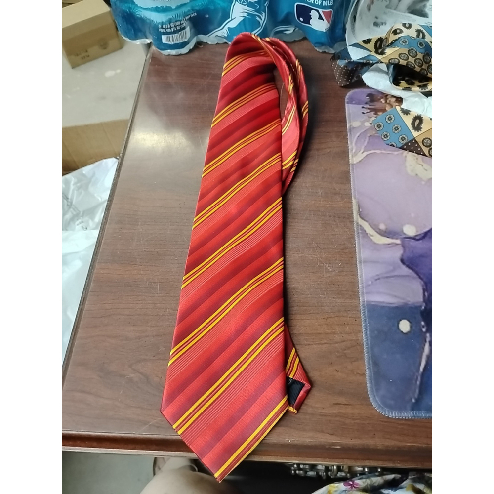 DOLCE &‎ GABBANA Tie Red 100% Silk Stripe Print Print Classic Necktie